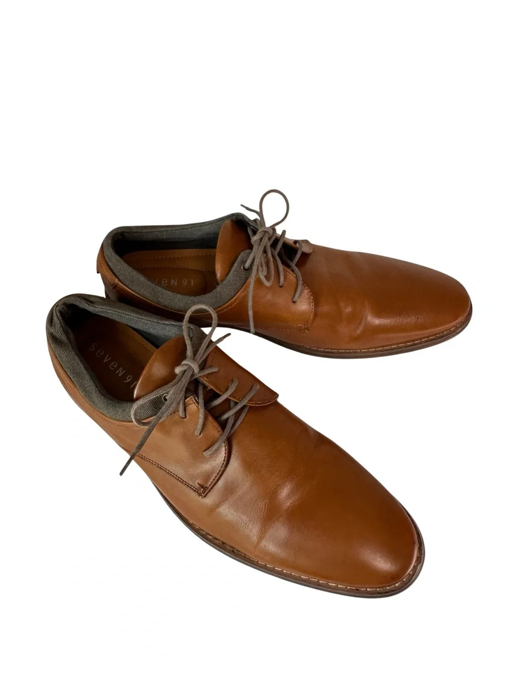 Seven 91 Mens Donestan Tan Brown Leather Oxford Derby Shoes, Size 12